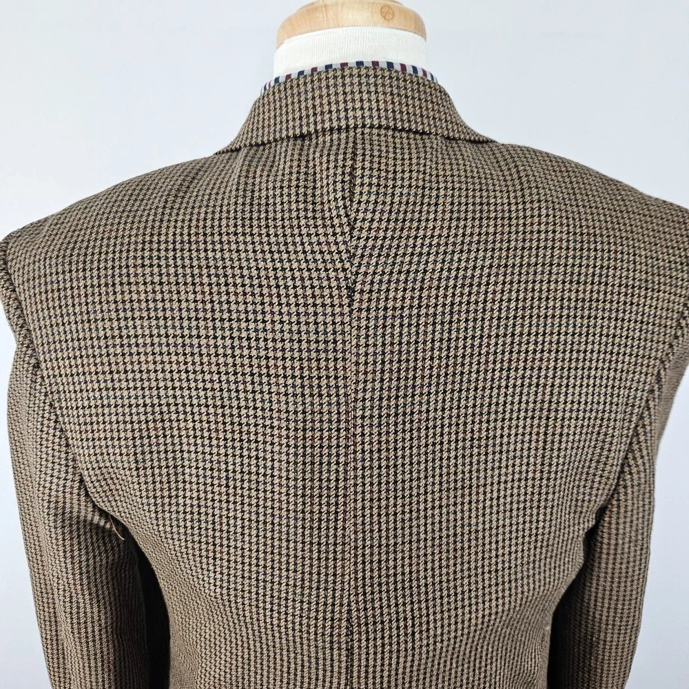 Club Room Men's Sport Coat Blazer Two‎ Button Brown Herringbone Silk Wool 40S